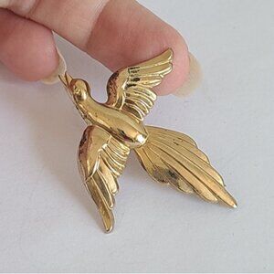 Vintage 60s Coro Gold Gilded Sterling Silver Collectible Bird Brooch Pin